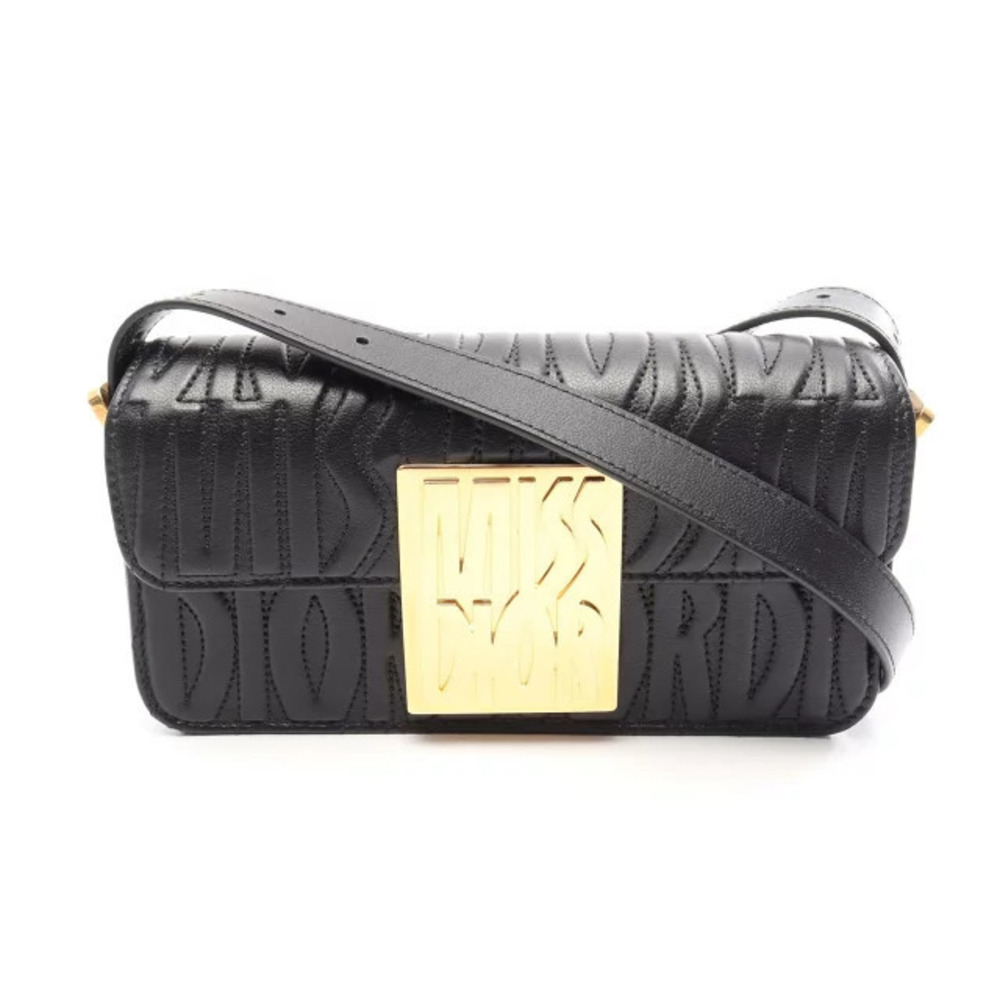 Christian Dior Miss All Over Leather Shoulder Bag Black